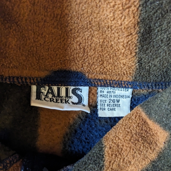 Falls Creek Vintage Leaf Print Fleece Yellow Green Red Blue - Picture 3 of 5